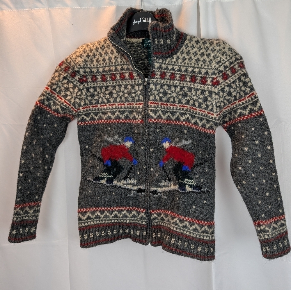 Vintage Lauren Ralph Lauren Downhill Skier wool Knit Sweater size S in VGUC